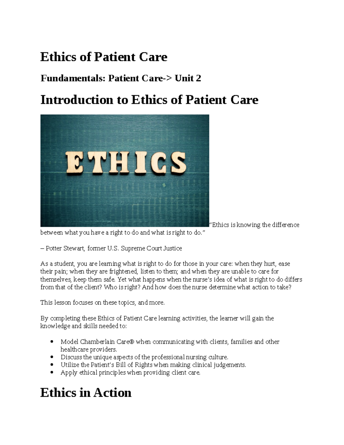Edapt Unit 2 Ethics of Patient Care: Understanding Client Rights and ...