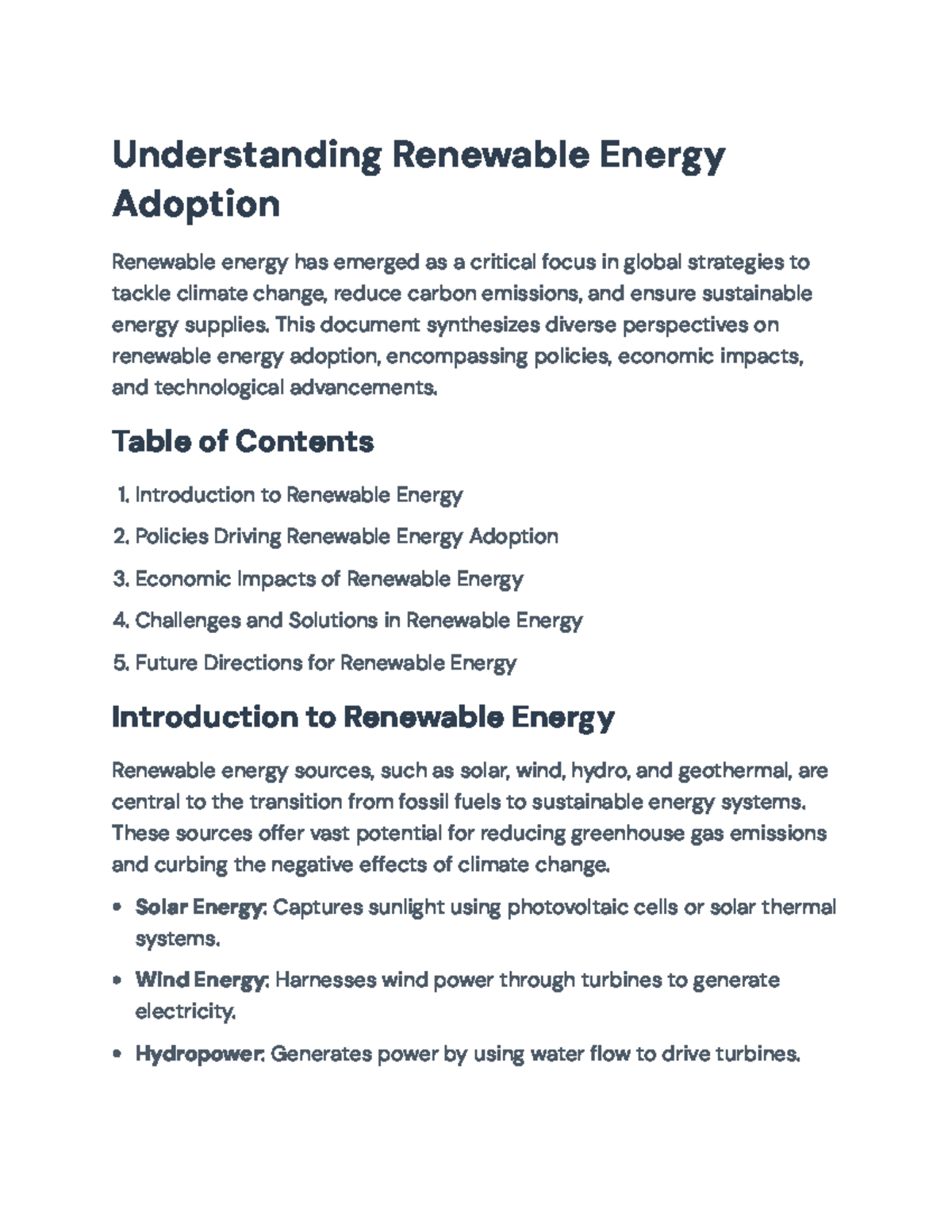 Understanding Renewable Energy Adoption: Policies, Impacts & Future ...