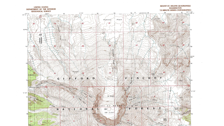 Mount St. Helens Topographic Map (7.5 Minute Series) - 1983 Edition ...