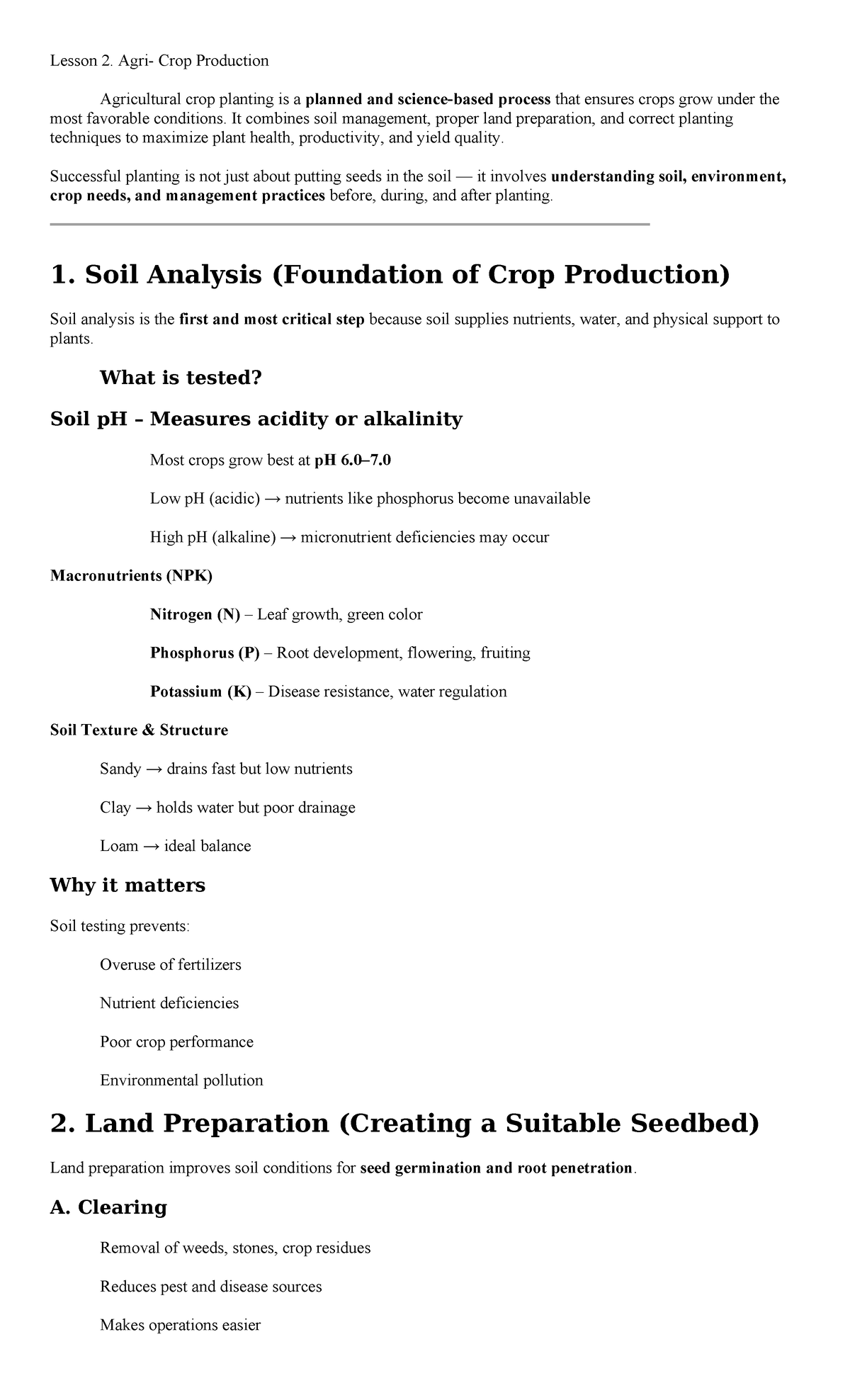 Q4 Lesson 2: Crop Production Techniques and Best Practices - Studocu