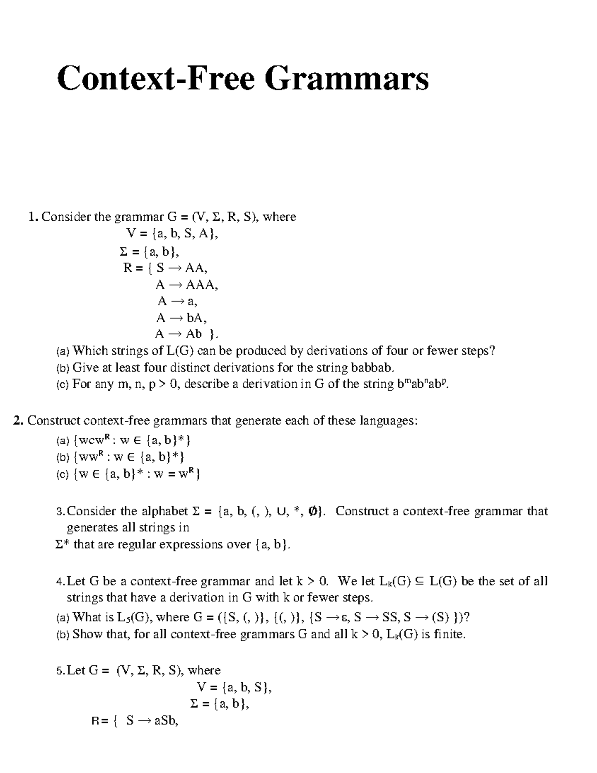 Context free gammar Part 7 - Context-Free Grammars Consider the grammar ...