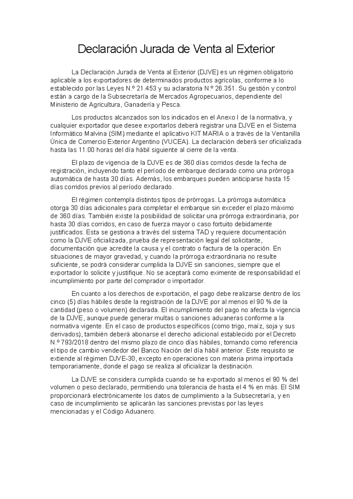 DJVE: Guía Completa sobre la Declaración Jurada de Venta al Exterior ...
