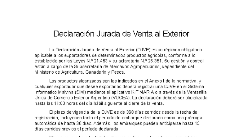 DJVE: Guía Completa sobre la Declaración Jurada de Venta al Exterior ...