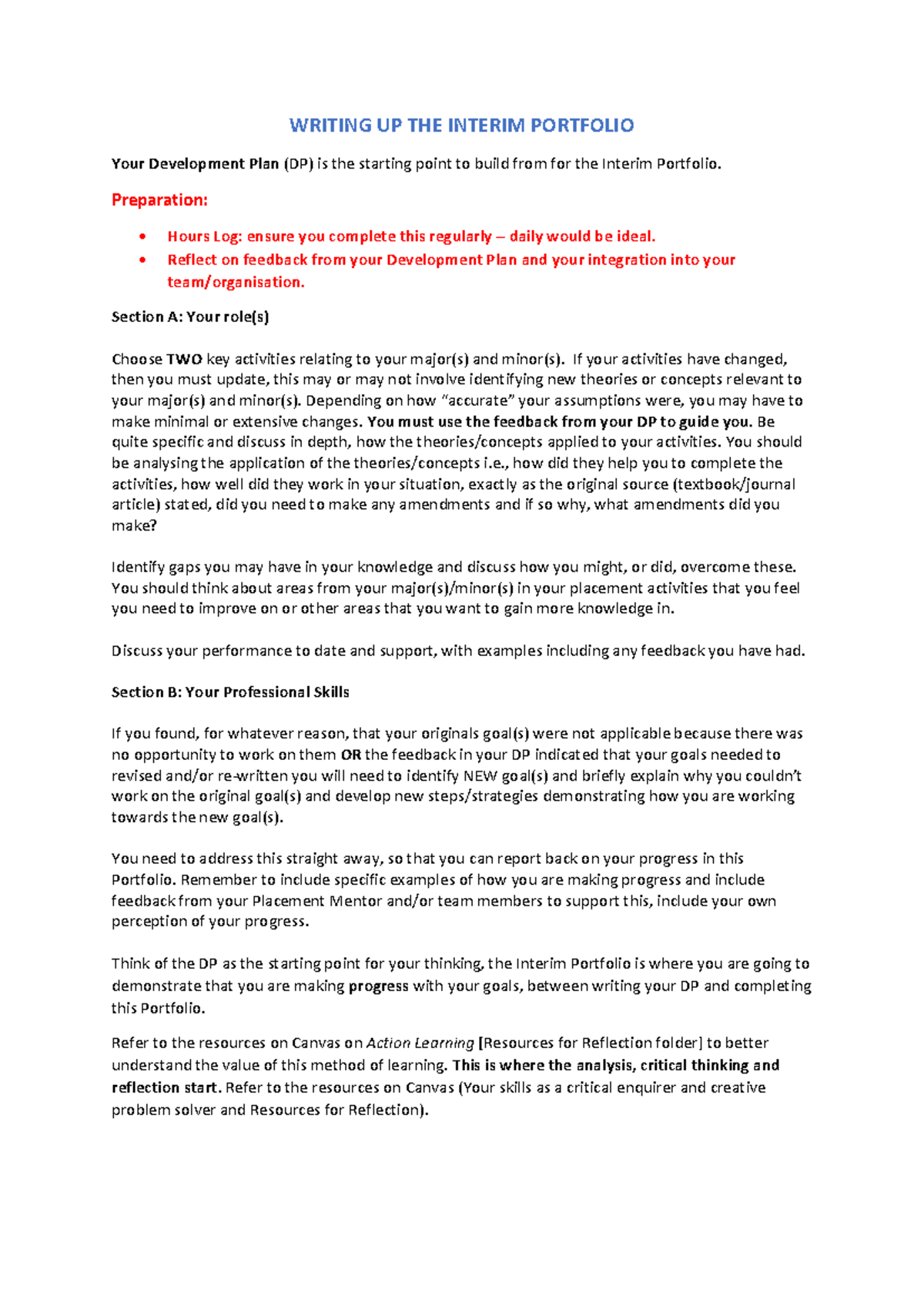 Writing Up Interim Portfolio-5: Development Plan Insights & Progress ...