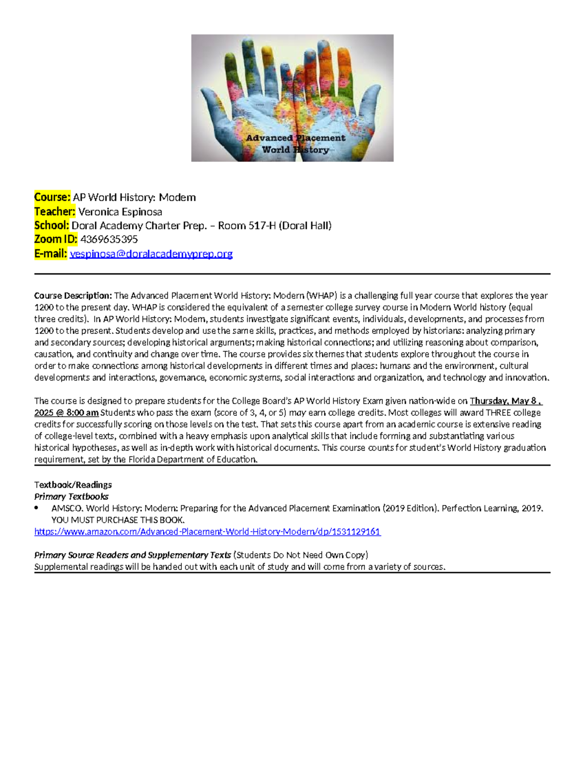 WHAP Modern Syllabus 2024-2025: Course Overview & Expectations - Studocu
