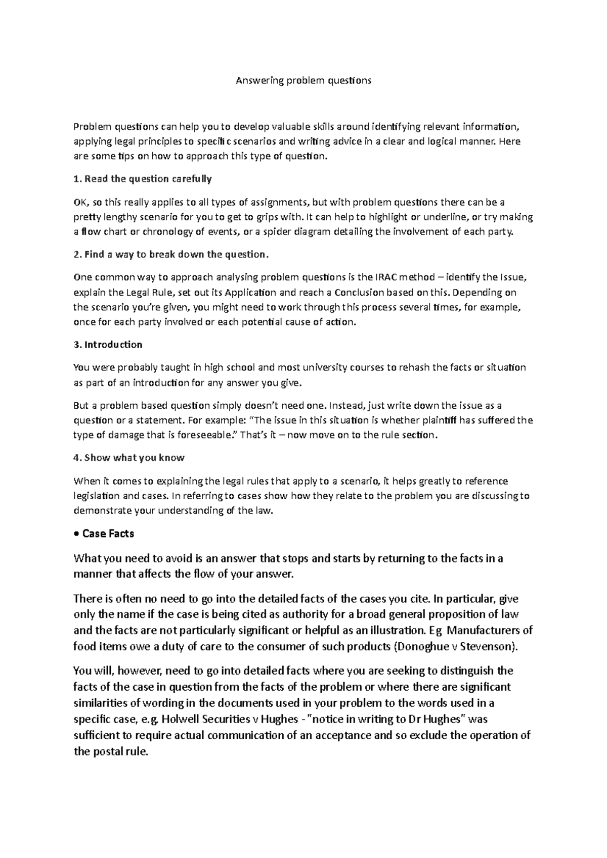 Strategies for Effectively Answering Problem Questions in Law - Studocu
