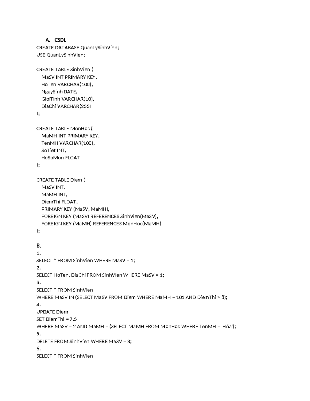 0602 - Database Creation and SQL Queries Notes - Studocu