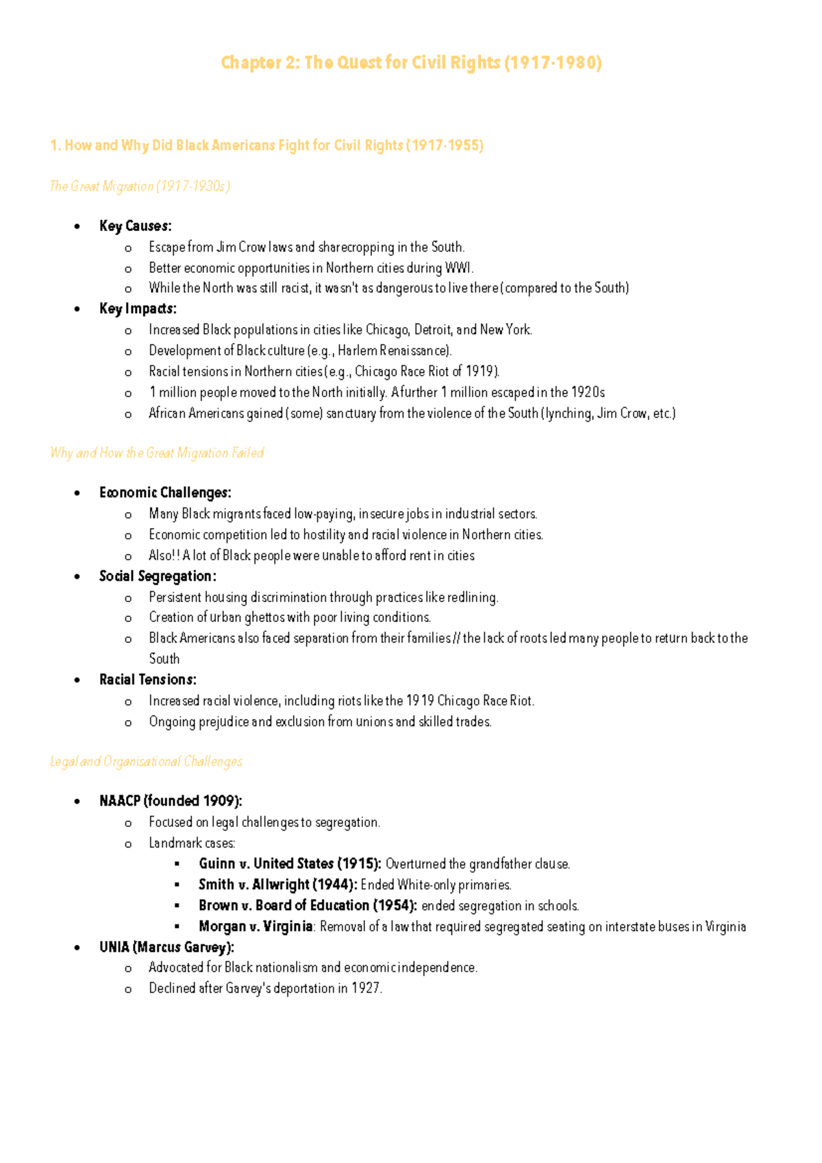 Chapter 2: The Quest for Civil Rights - Key Events and Impacts - Studocu