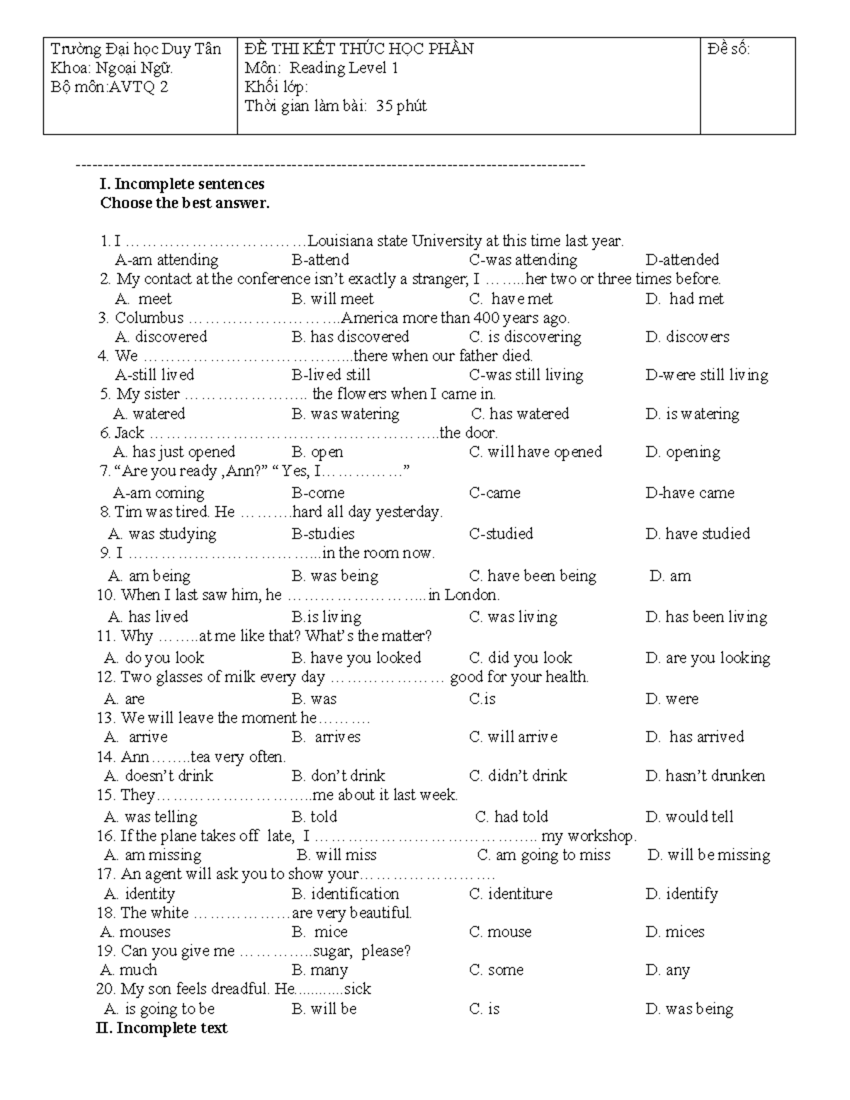 Reading Level 1 Exam Eng 116 Final Assessment Questions Studocu