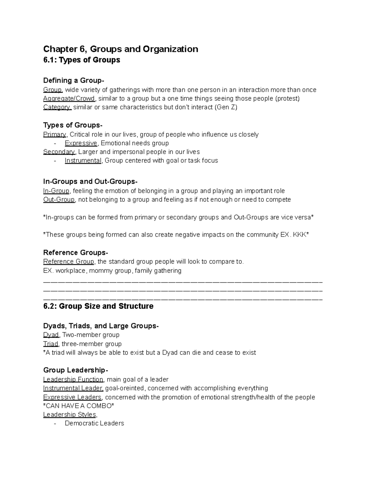 Chapter 6: Understanding Groups and Organizations in Sociology - Studocu