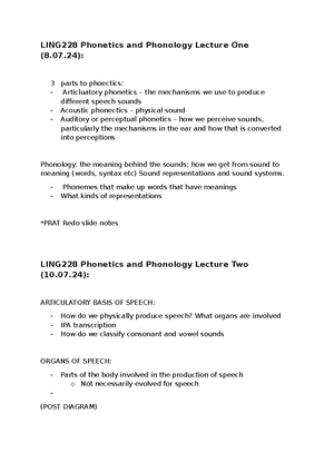 LING228 Week 10 Lecture Notes - LING228 PHONETICS AND PHONOLOGY WEEK 10 ...