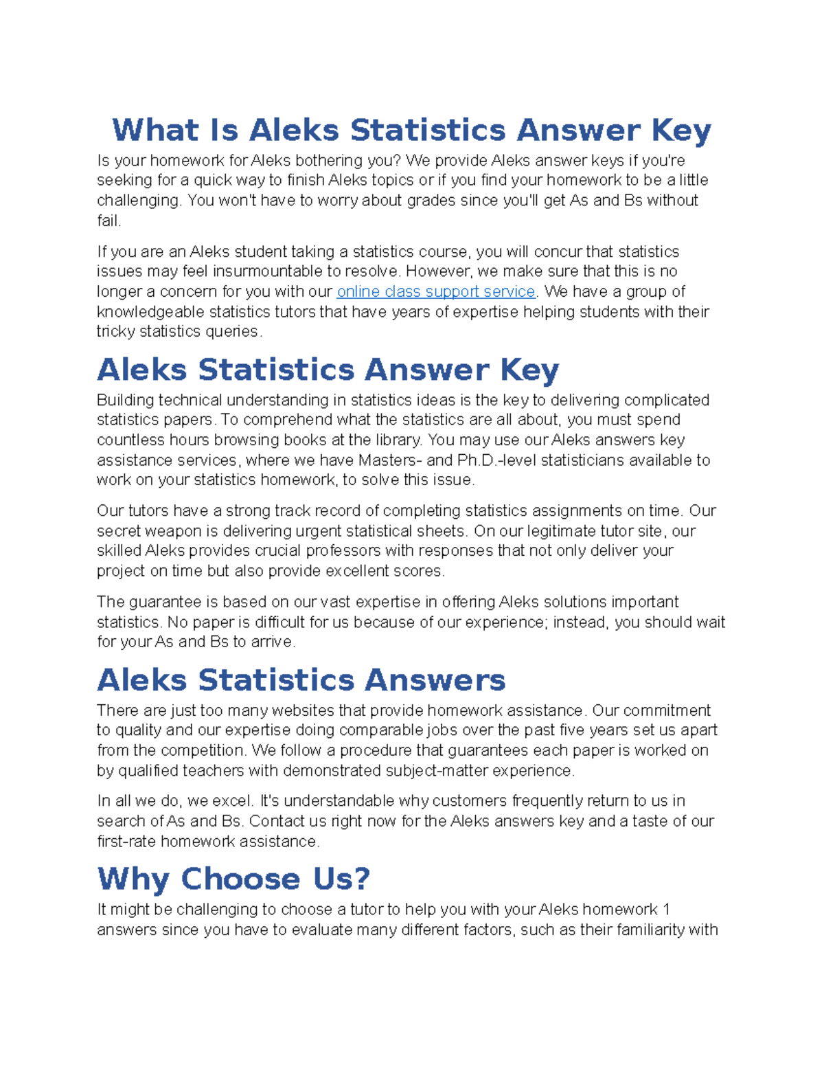 What Is Aleks Statistics Answer Key - You won't have to worry about ...