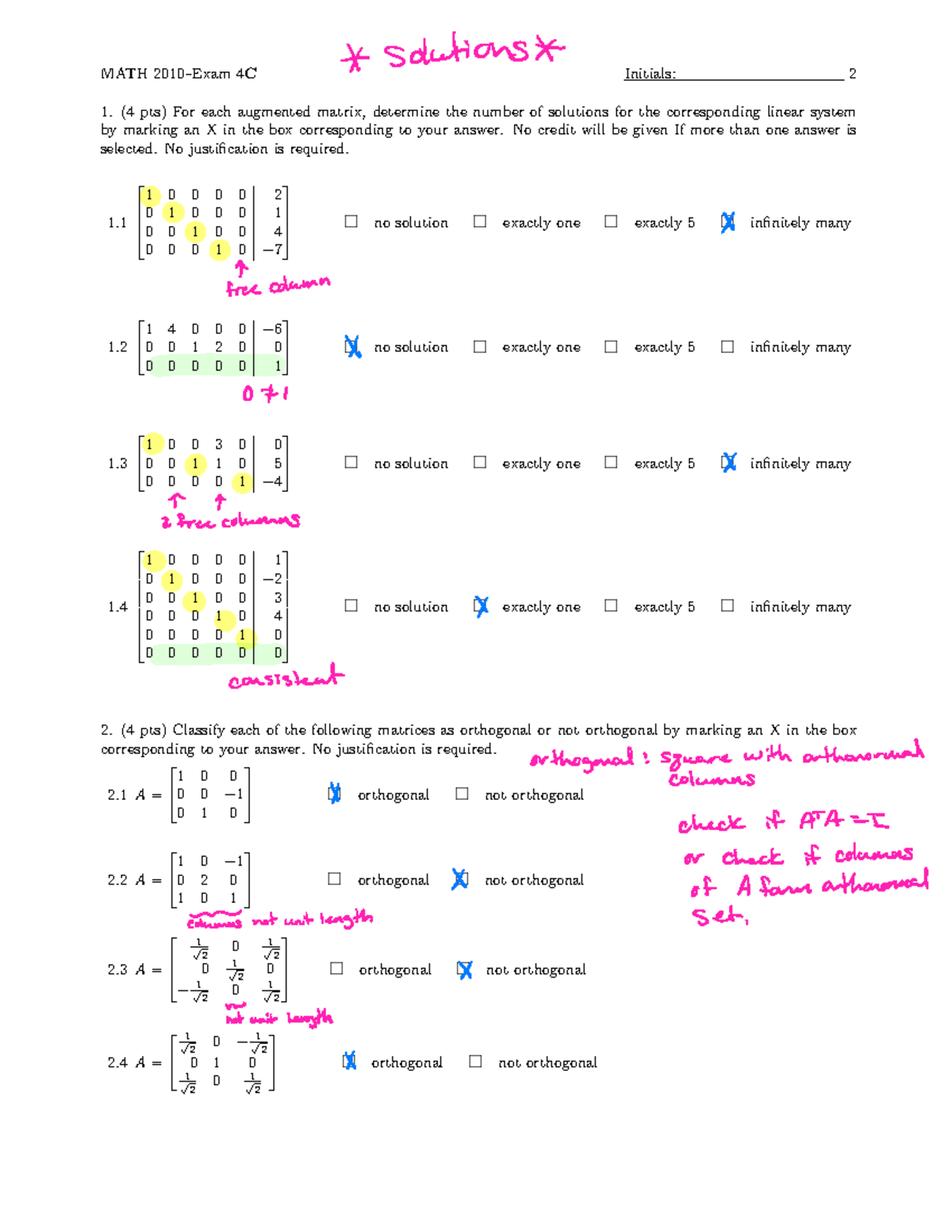 Exam 4 Solutions MATH 4C - Quiz/Exam Problems Analysis - Studocu