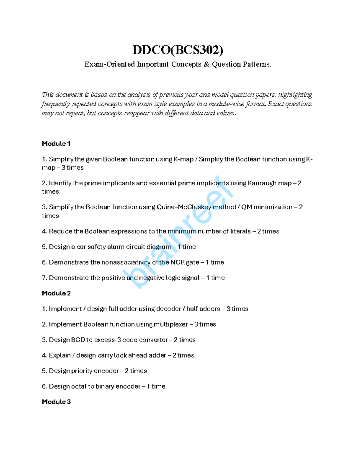DDCO(BCS302) Key Concepts & Question Patterns Analysis - Studocu