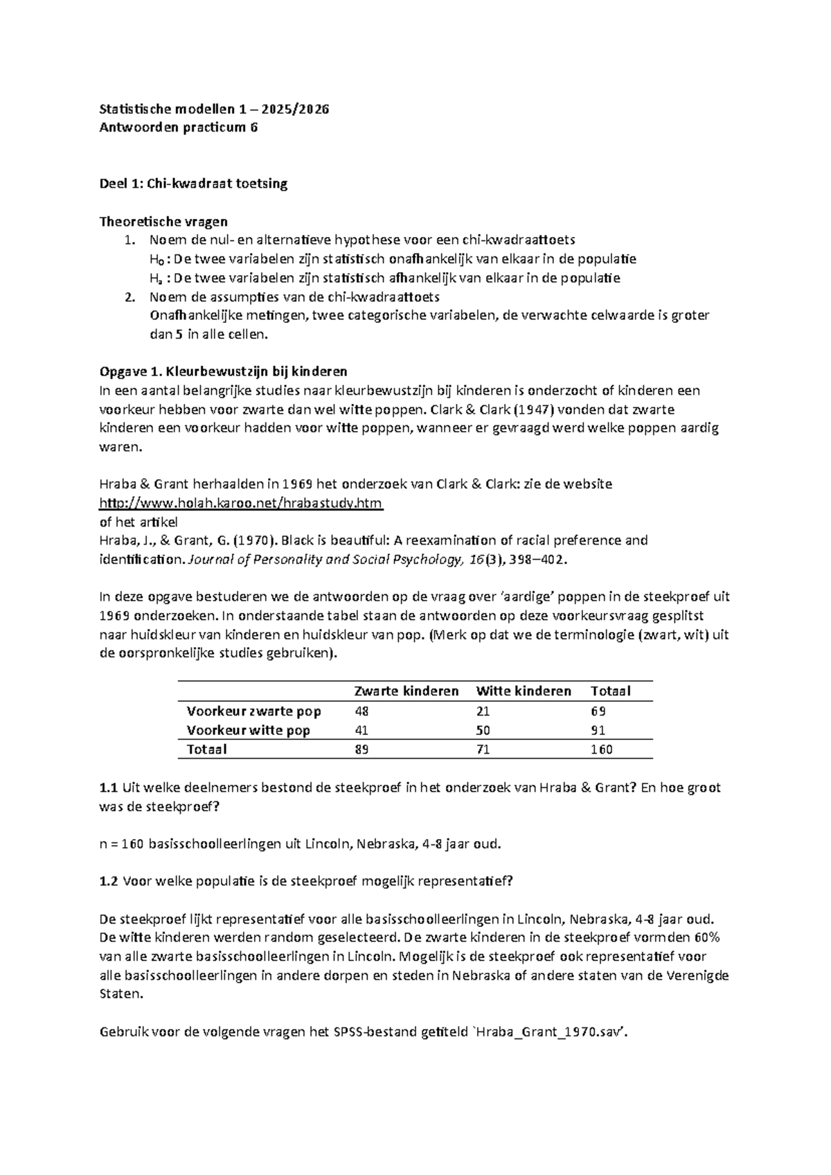 Statistische Modellen 1 - Antwoorden Practicum 6: Toetsing en Analyse ...
