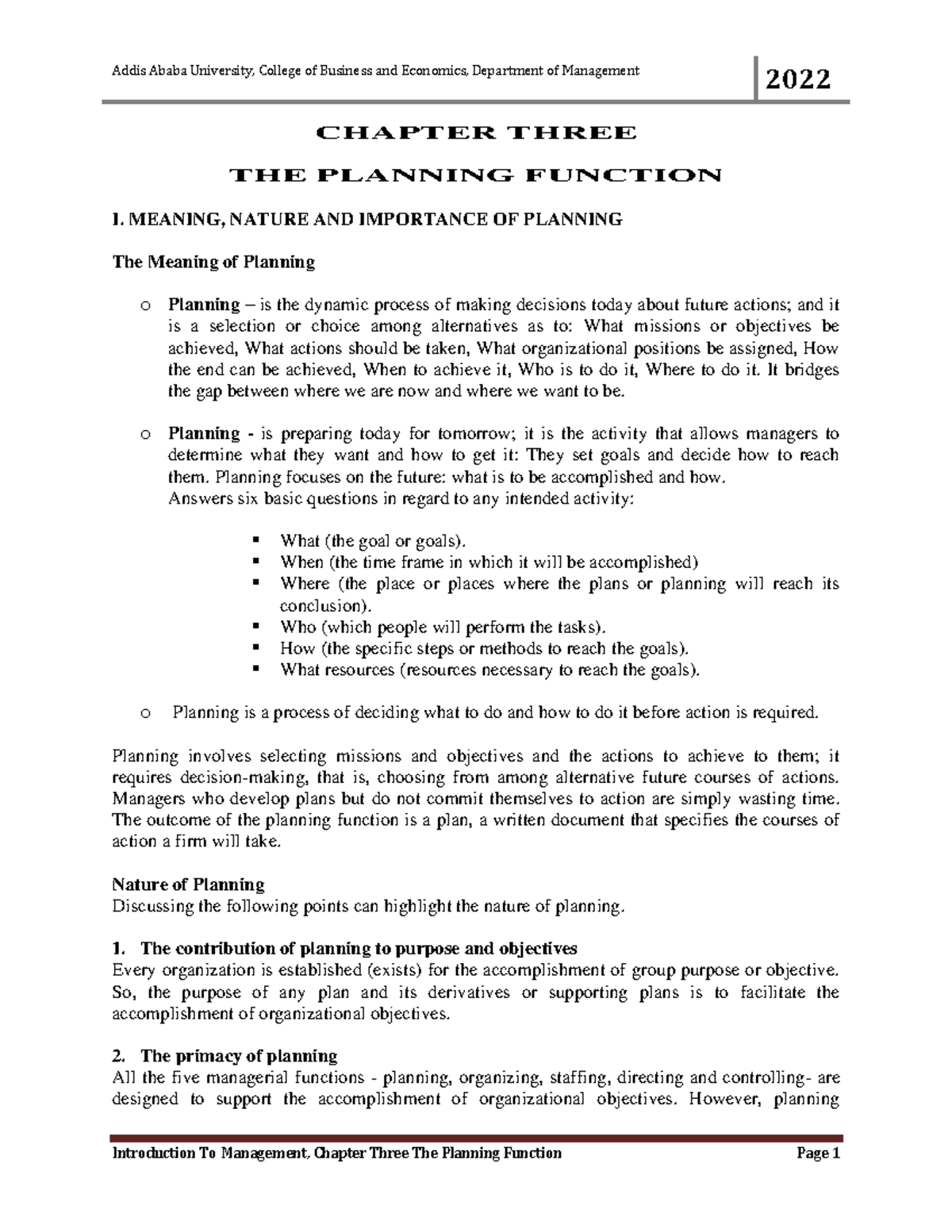Introduction to Management (MGMT 101) - Chapter 3: The Planning ...