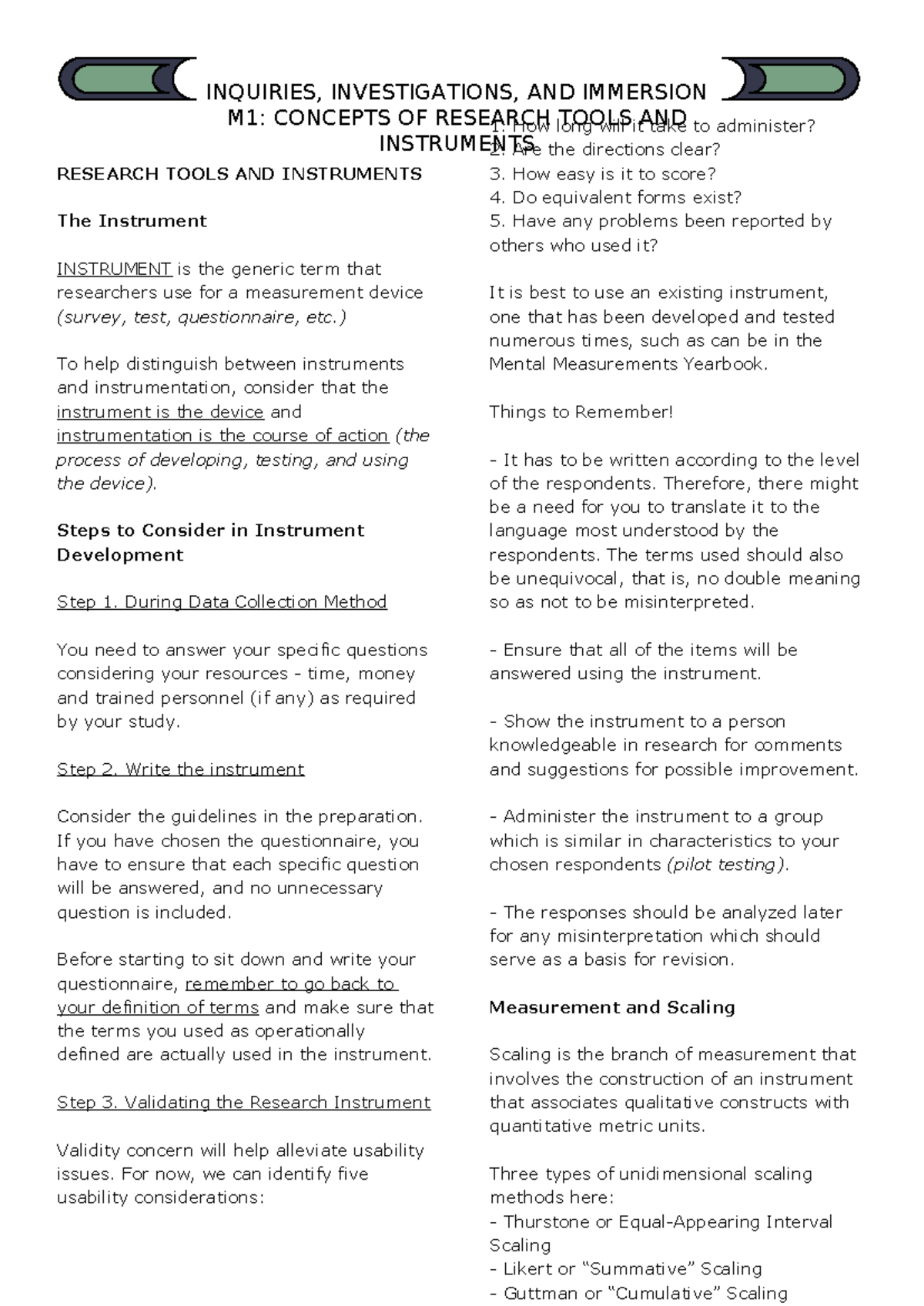 Concept of Research Tools and Instruments - INQUIRIES, INVESTIGATIONS ...