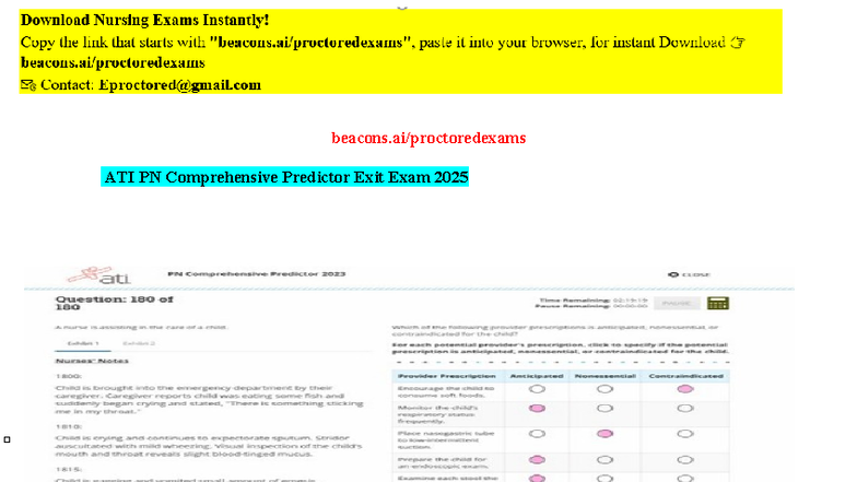 2025 ATI PN Comprehensive Predictor Exit Exam Study Guide with NGN