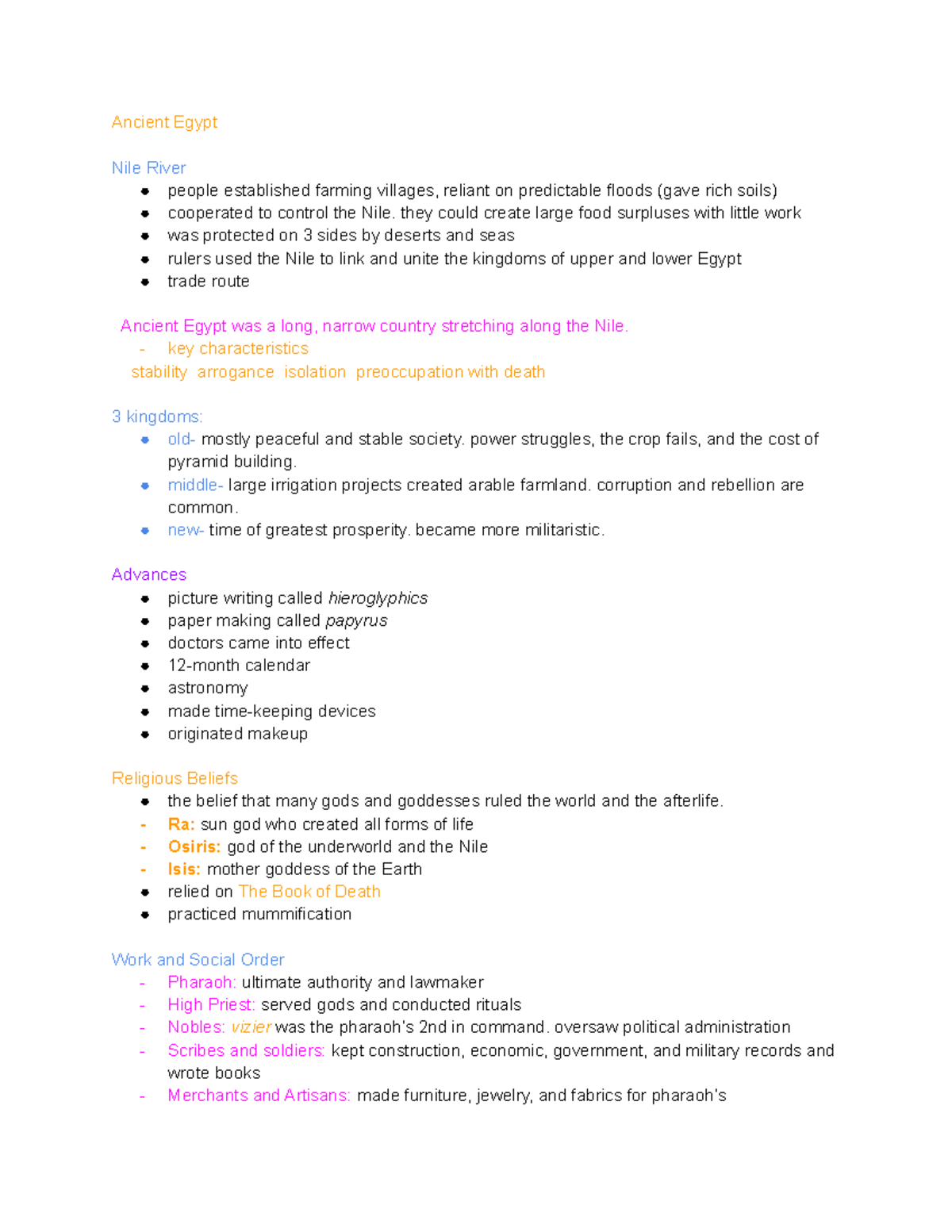 Ancient Egypt: Chapter Summaries and Key Features - Studocu
