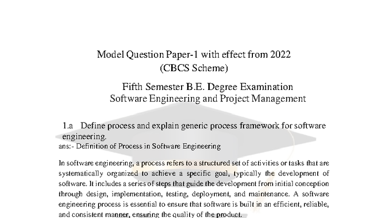 Model Question Paper for SEPM 5th Sem B.E. - Software Engineering ...