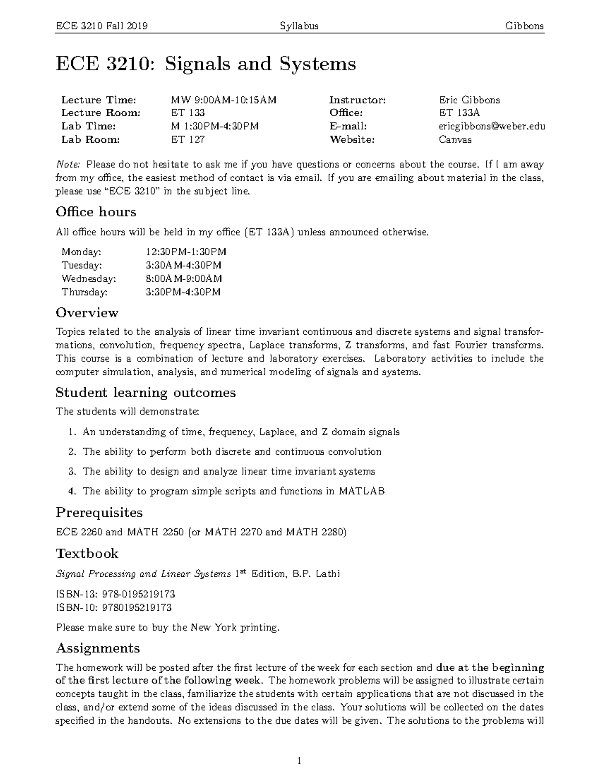 ECE 3210 Final Syllabus: Signals and Systems Overview - Studocu
