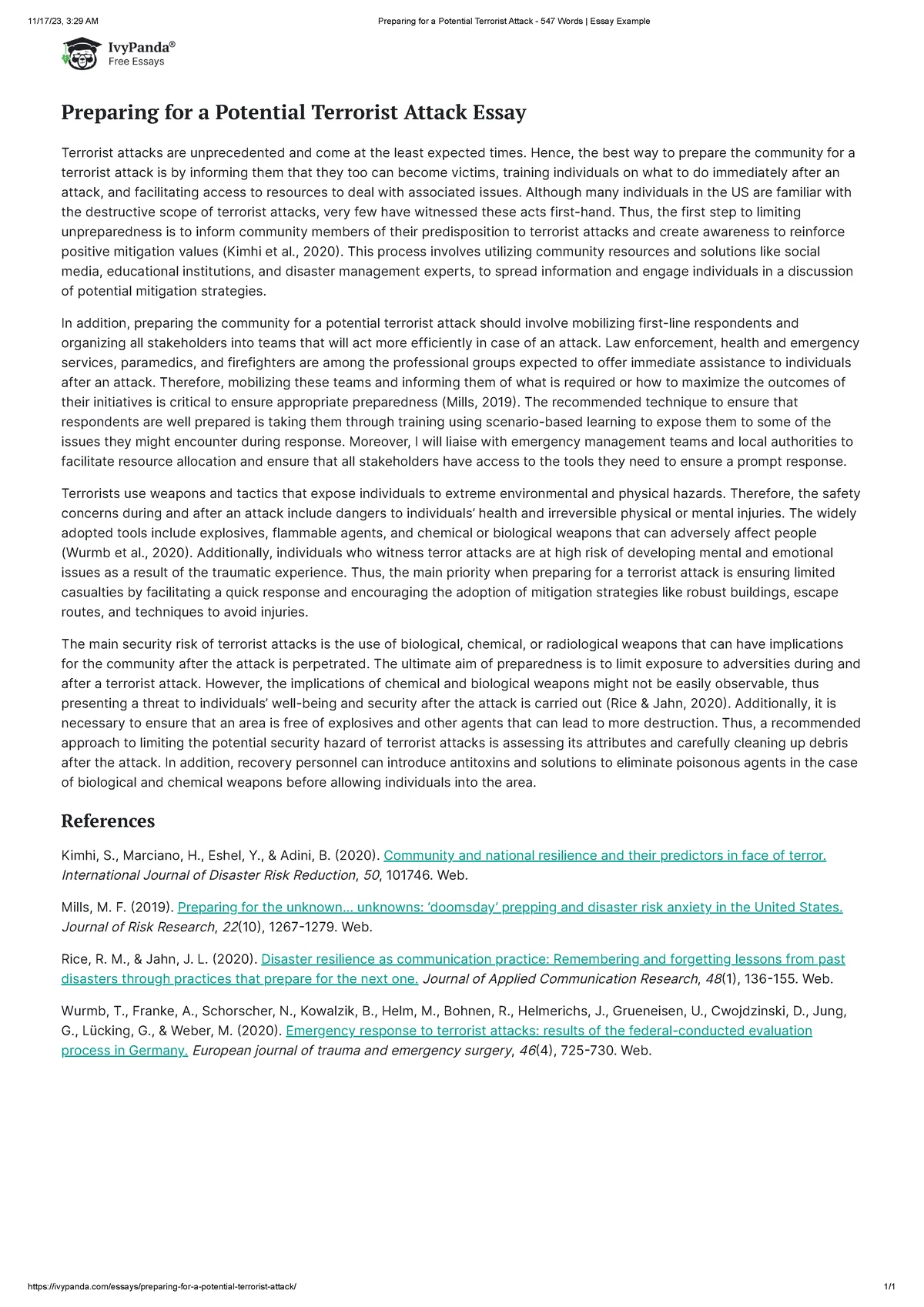 Terrorism: Goals & Strategies - Essay Insights and Analysis - Studocu