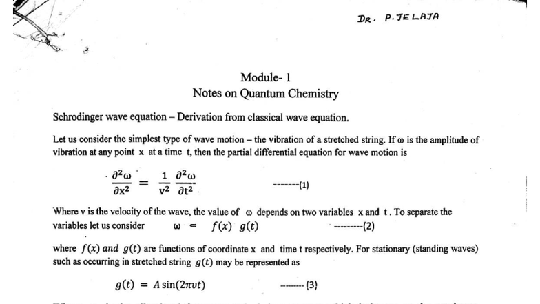 Quantum Mechanics Notes: Derivation of Schrödinger Wave Equation - Studocu