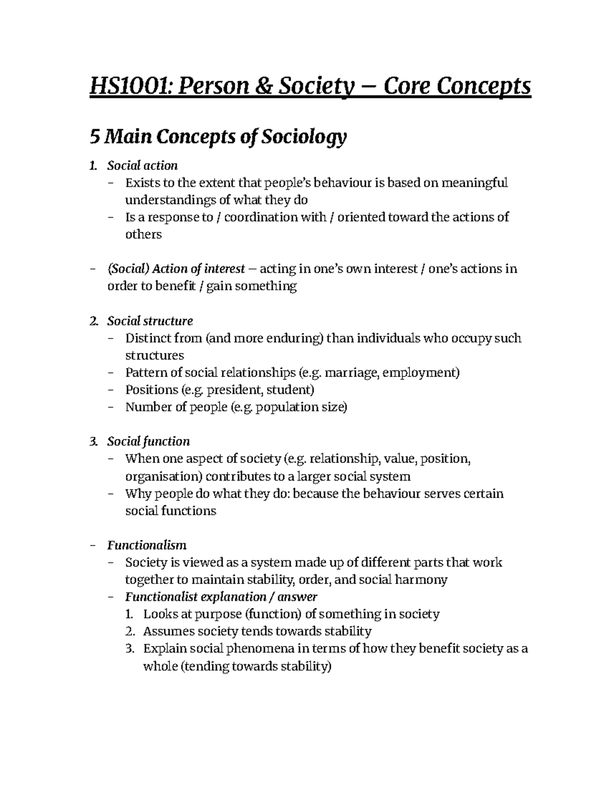 HS2028: Core Concepts in Sociology - Key Theories and Perspectives ...