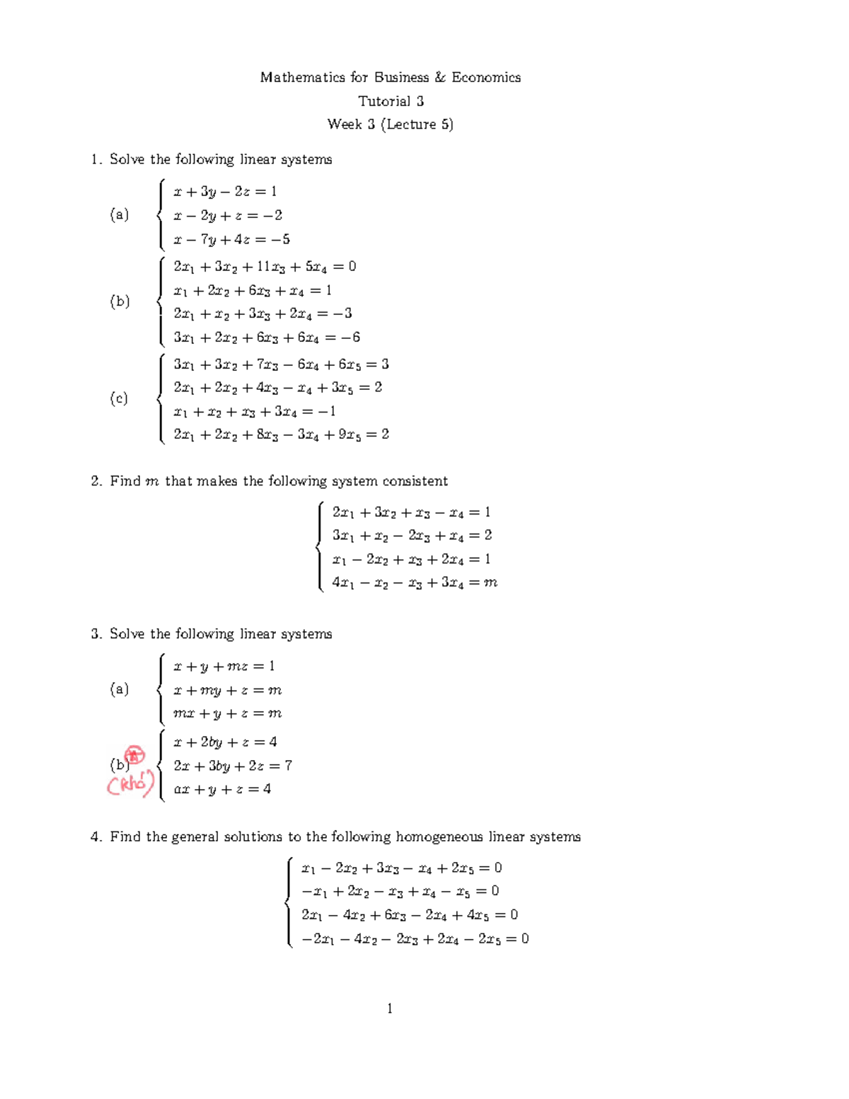 Mathematics for Business Economics Tutorial 3 (Lecture 5) Practice ...