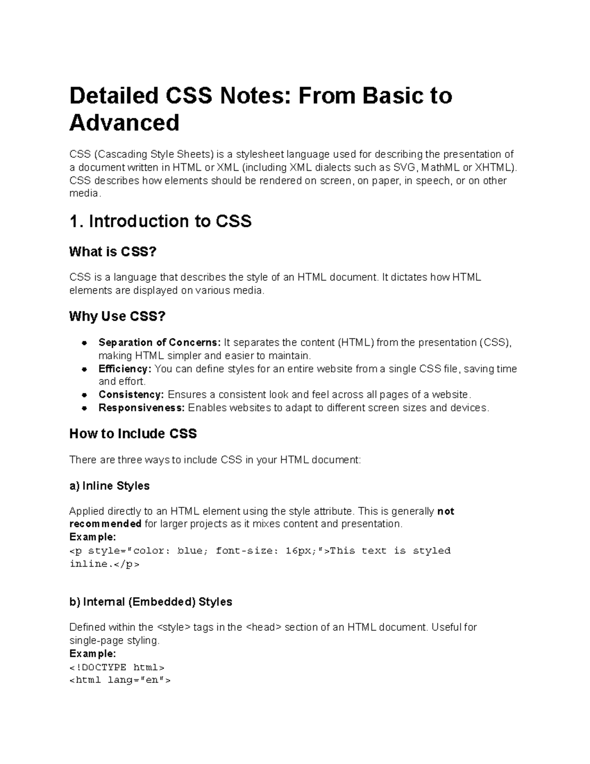 Detailed CSS Mastery Notes: From Basics to Advanced (CSS) - Studocu