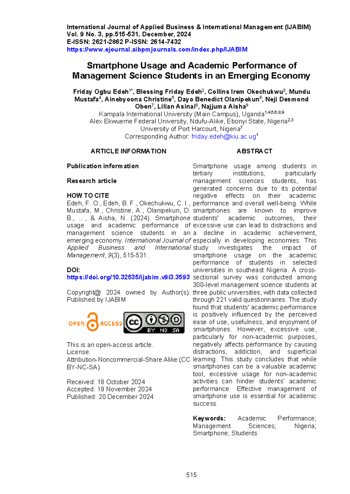 Impact of Smartphone Usage on Academic Performance of Management ...