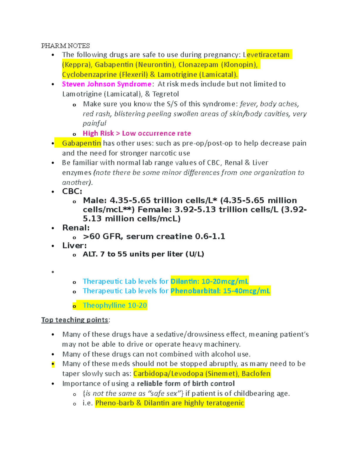 Pharm Notes: Exam 2 Review on Medications and Nursing Considerations ...