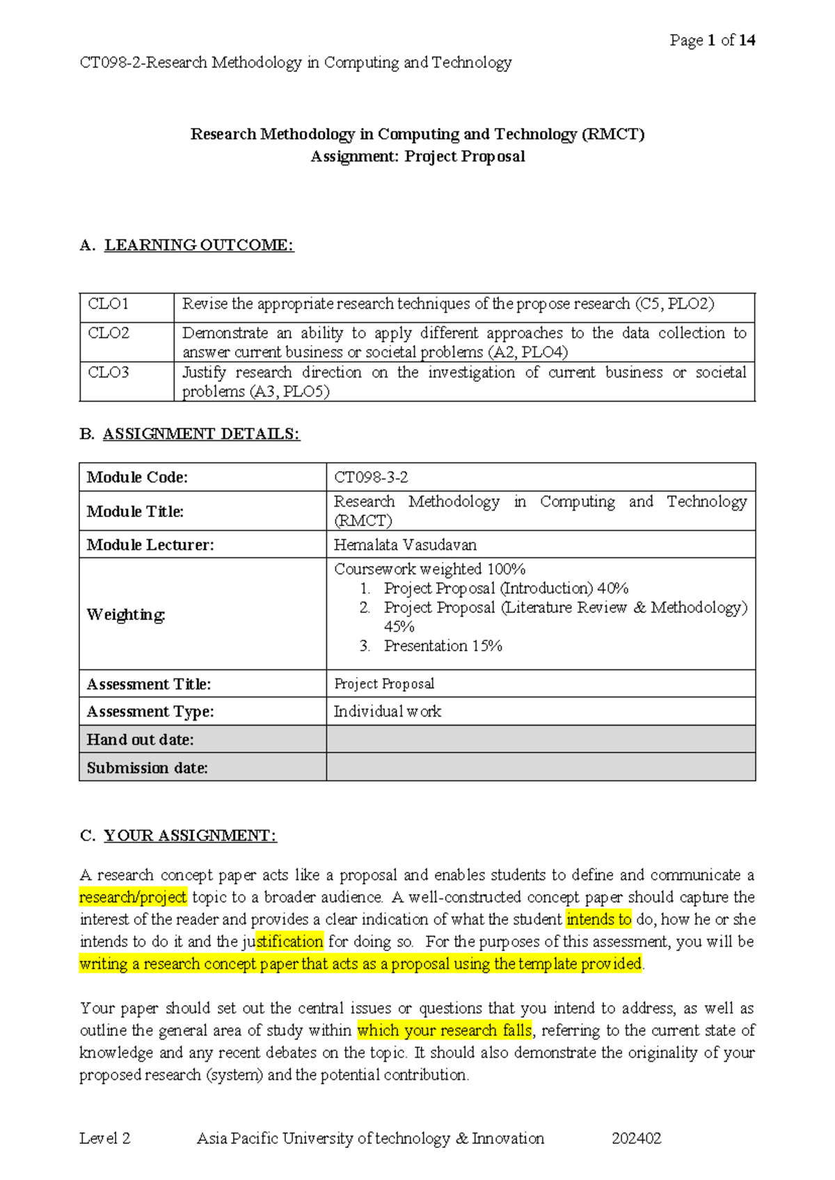RMCT 2025 Project Proposal: Methodology in Computing & Tech Research ...