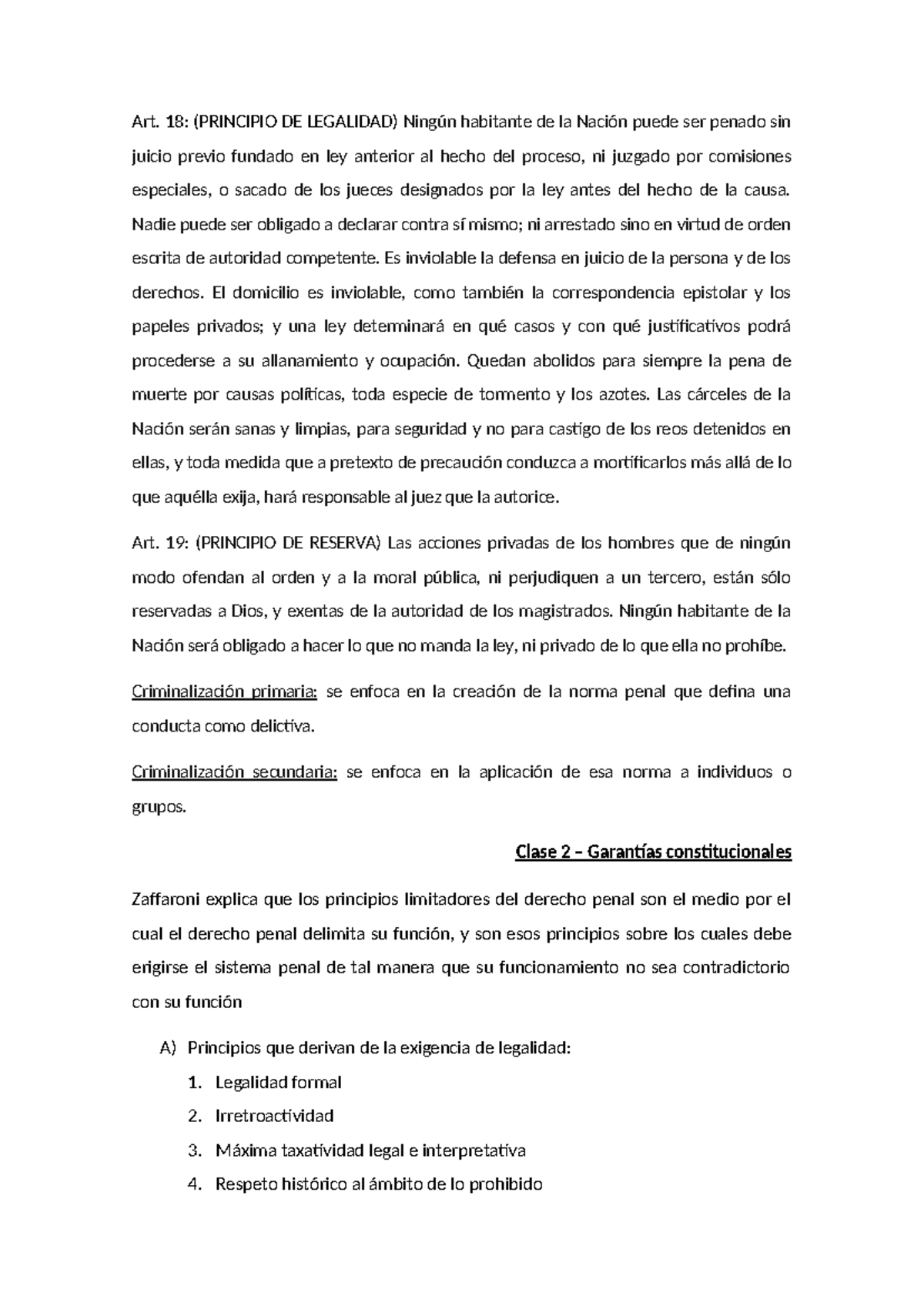 Clase 2 - Garantías Constitucionales y Principios del Derecho Penal ...
