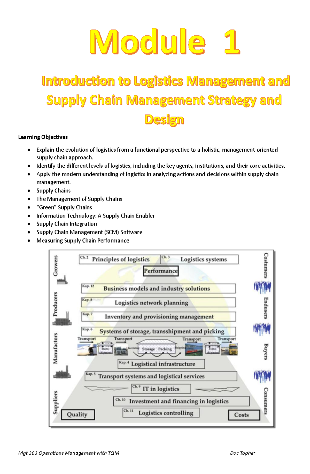 OM 305 Supply Chain Management: Logistics Evolution & Key Concepts ...