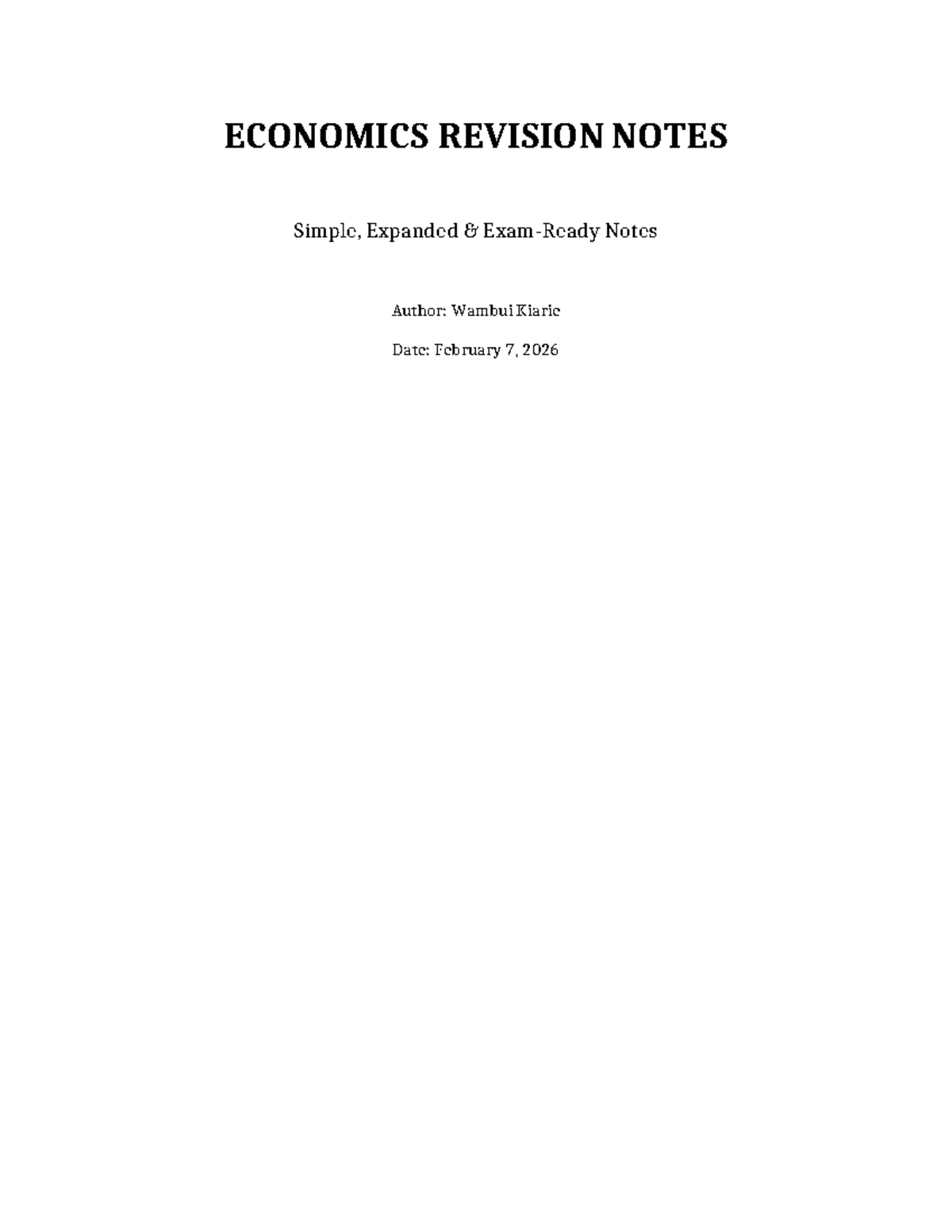 ECON 101: Comprehensive Economics Revision Notes - Studocu