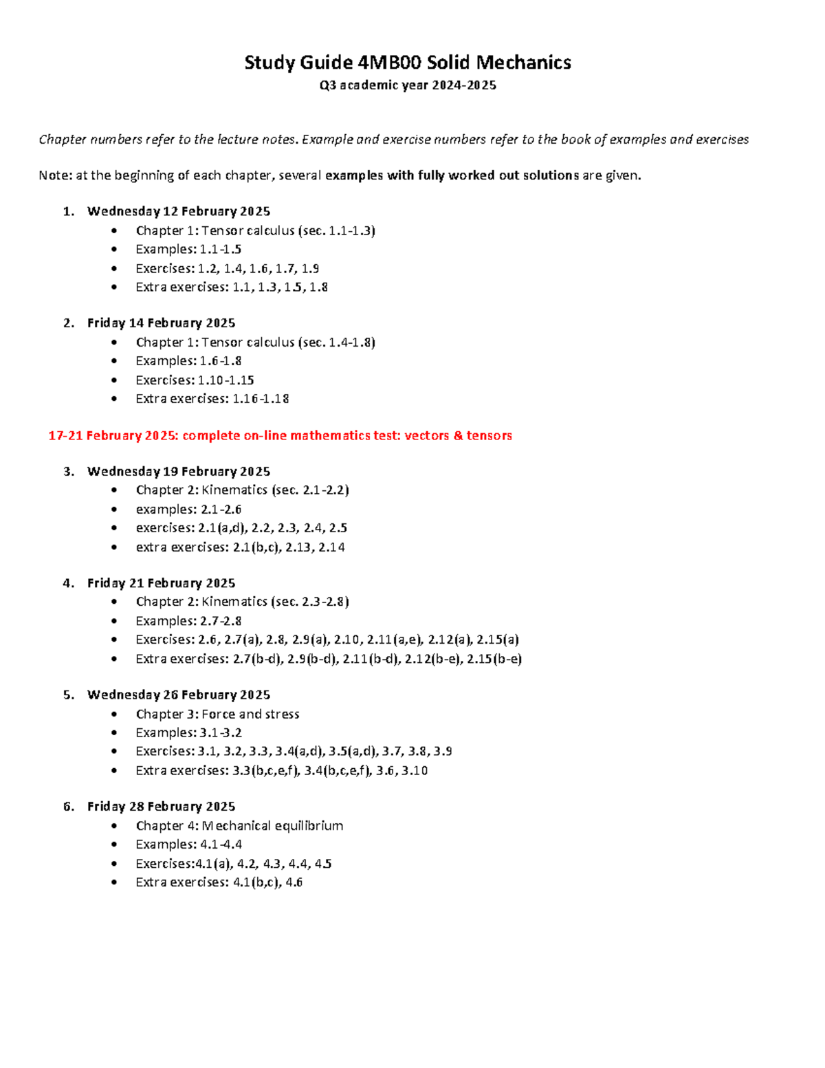 Study Guide 4MB00 Solid Mechanics 2025: Exam Prep & Exercises - Studeersnel