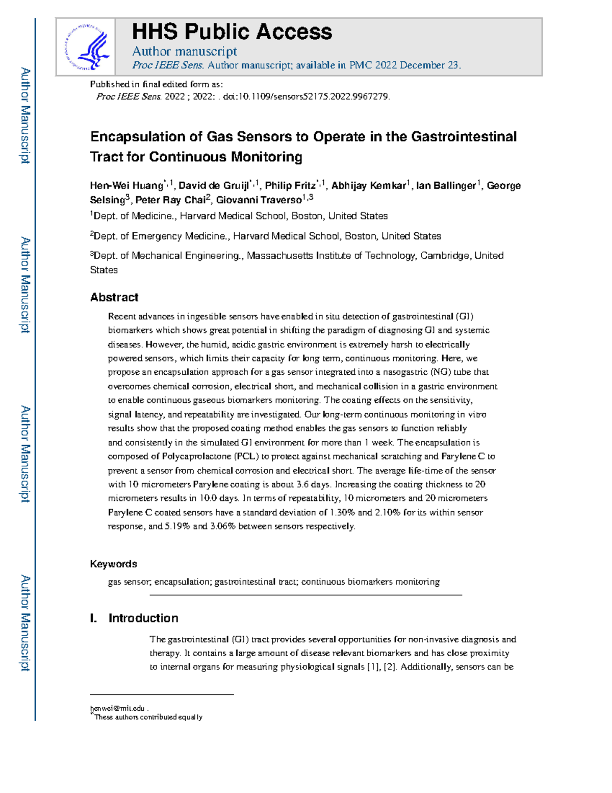 HHS 2022: Encapsulation of Gas Sensors for GI Tract Monitoring - Studocu