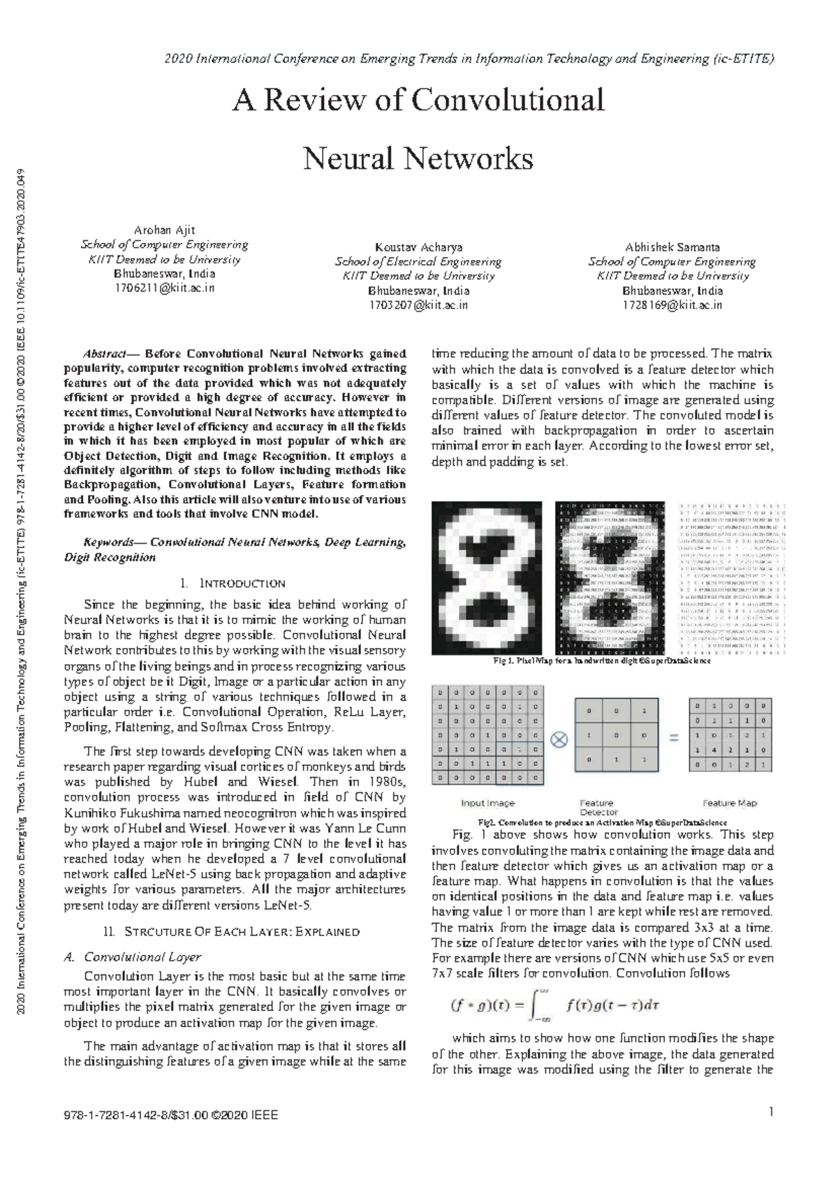 A Review of Convolutional Neural Networks - 2020 ICETITE - Studocu
