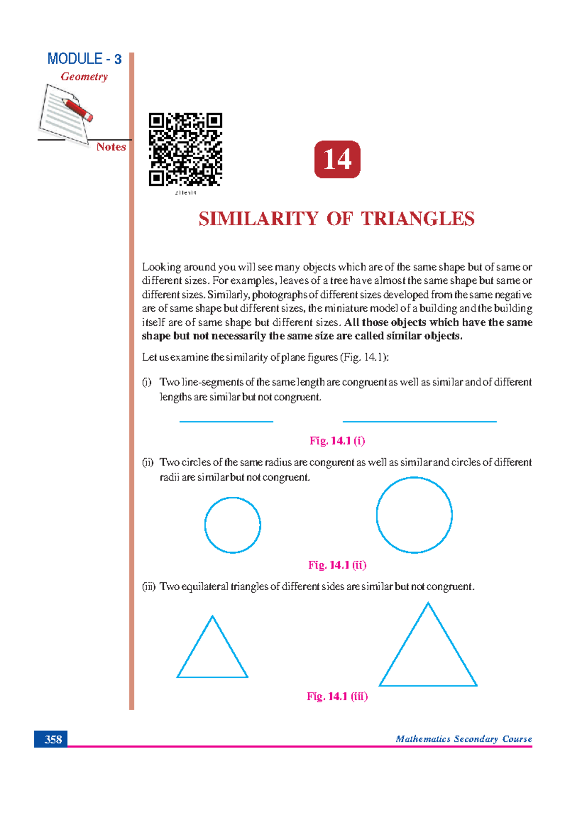 Chapter-14 - hhh - Notes MODULE - 3 Geometry Similarity of Triangles 14 ...