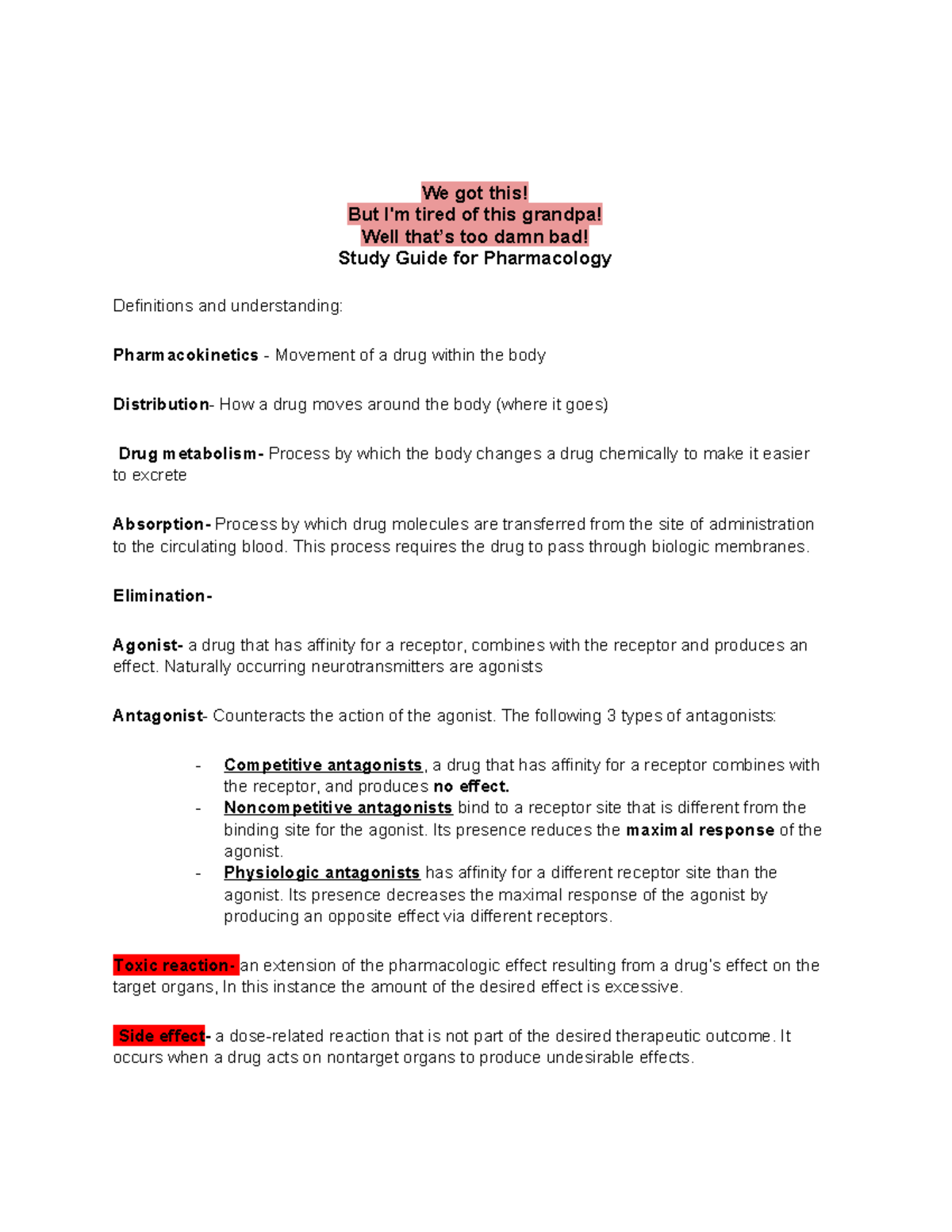 Pharmacology Study Guide for Exam Prep: Key Concepts & Definitions ...
