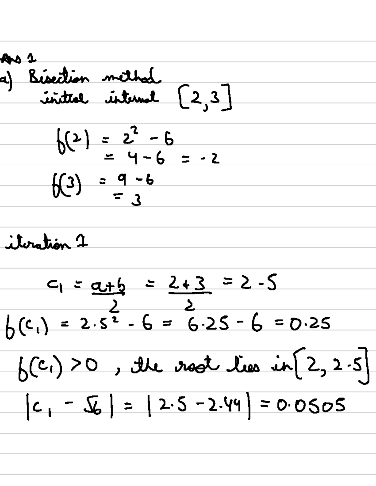 Case study 3 assignment - CHBE 230 - Ans 1 a) Bisection method initial ...
