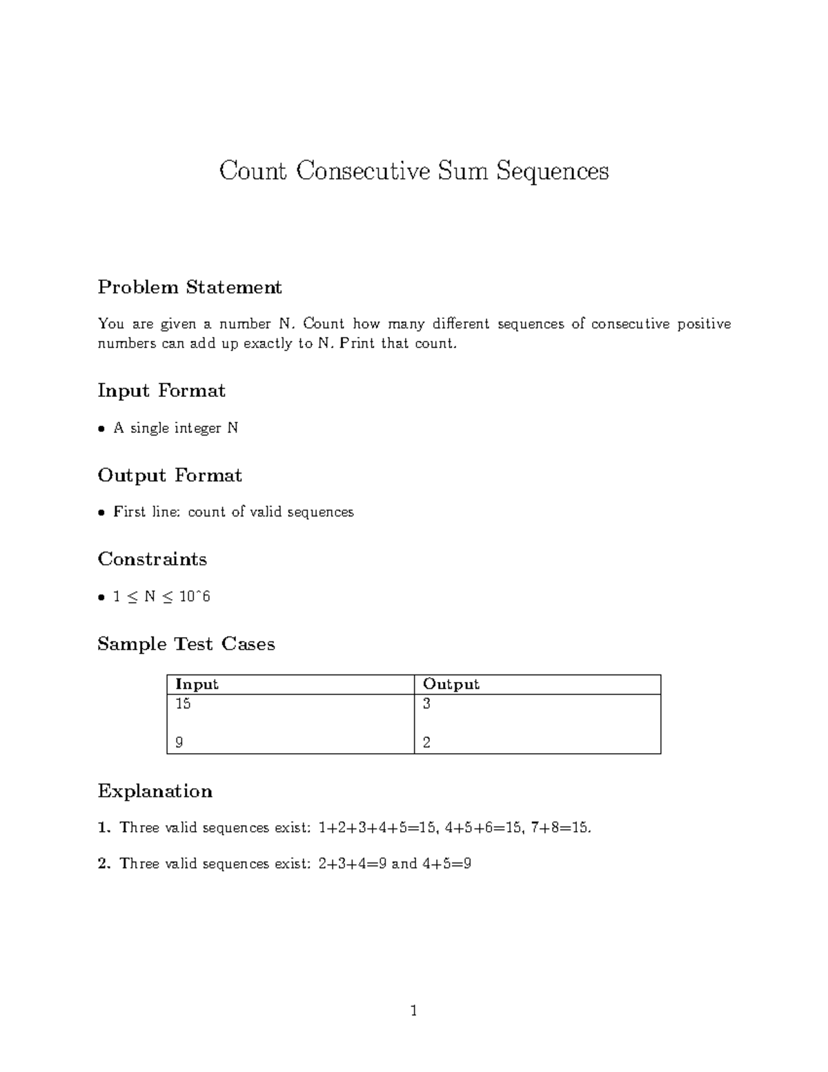 Prob-Count Consecutive Sum Sequences - Count Consecutive Sum Sequences ...