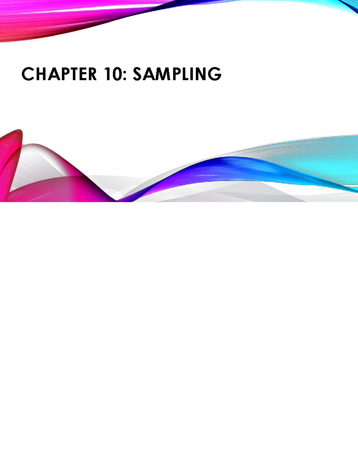 Chapter 10: Sampling Techniques Overview - Studocu
