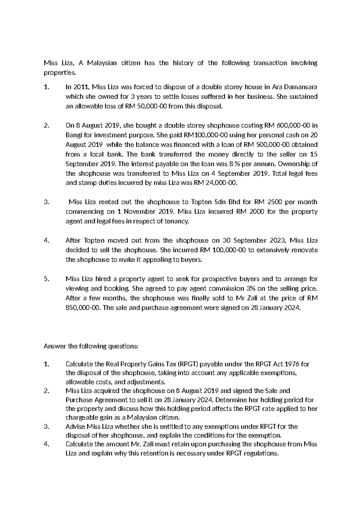 TUTO RPGT - Real Property Gains Tax Tutorial & Sale/Purchase Case Study ...