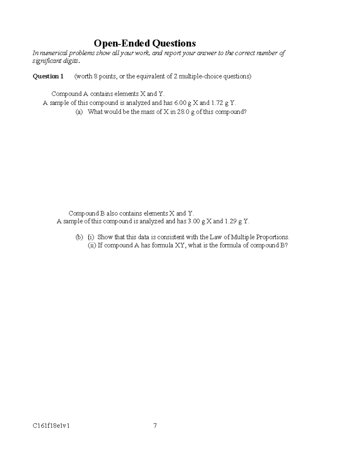 Chem 161 Exam 1 2021 - General Chemistry Practice Exam Questions - Studocu
