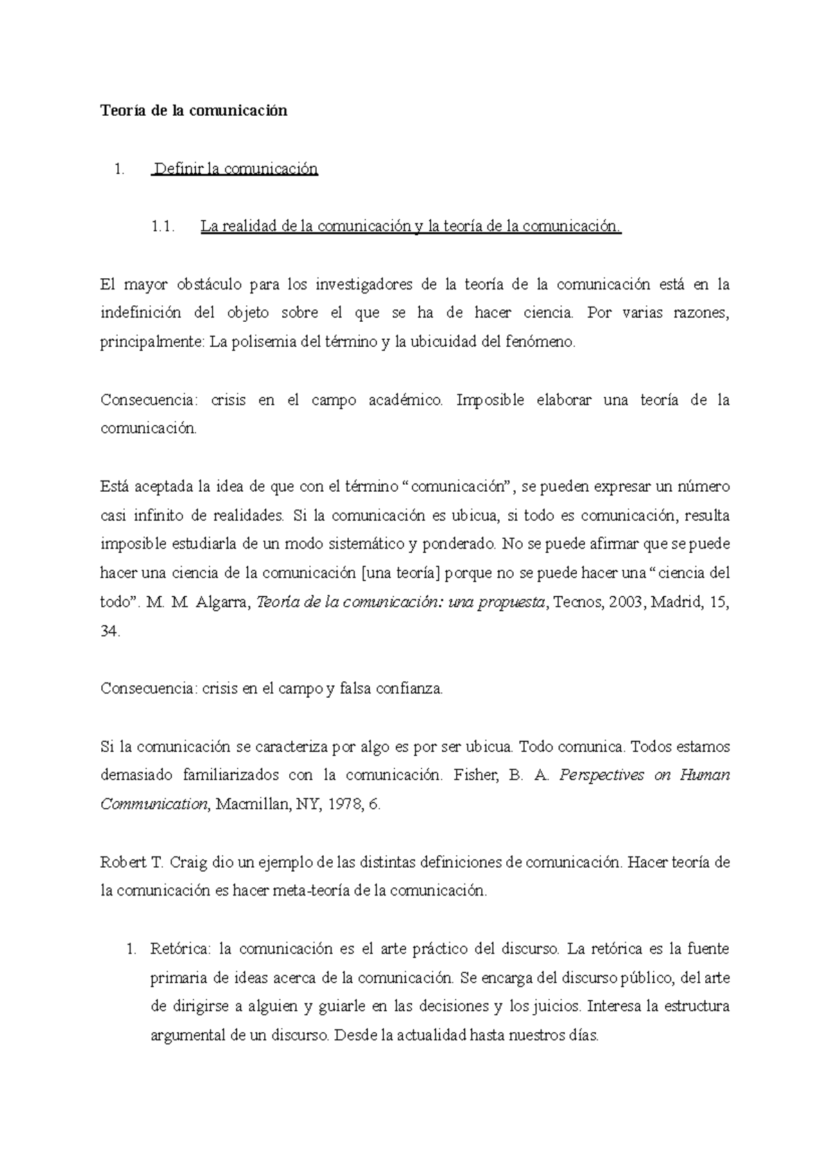 Teoría de la Comunicación: Definiciones y Elementos Clave - Studocu