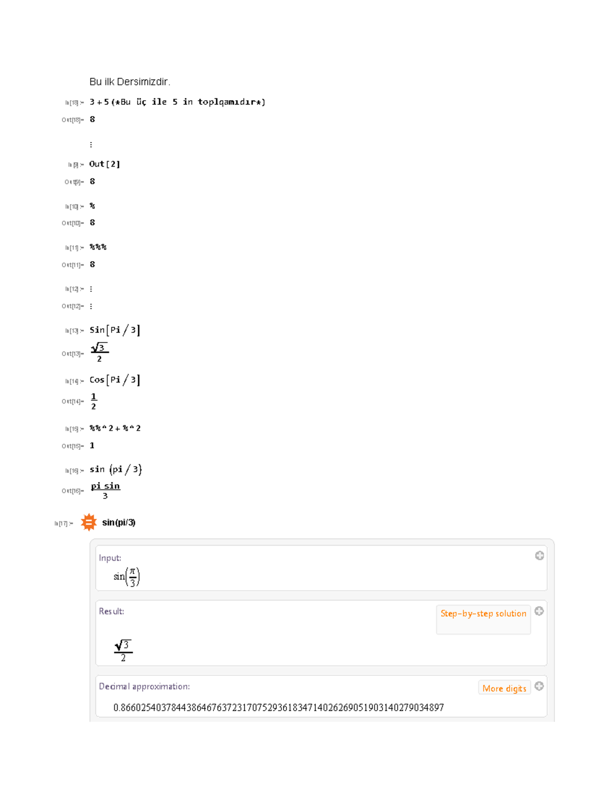 MAT 101: Lesson Notes on Trigonometric Functions and Approximations ...