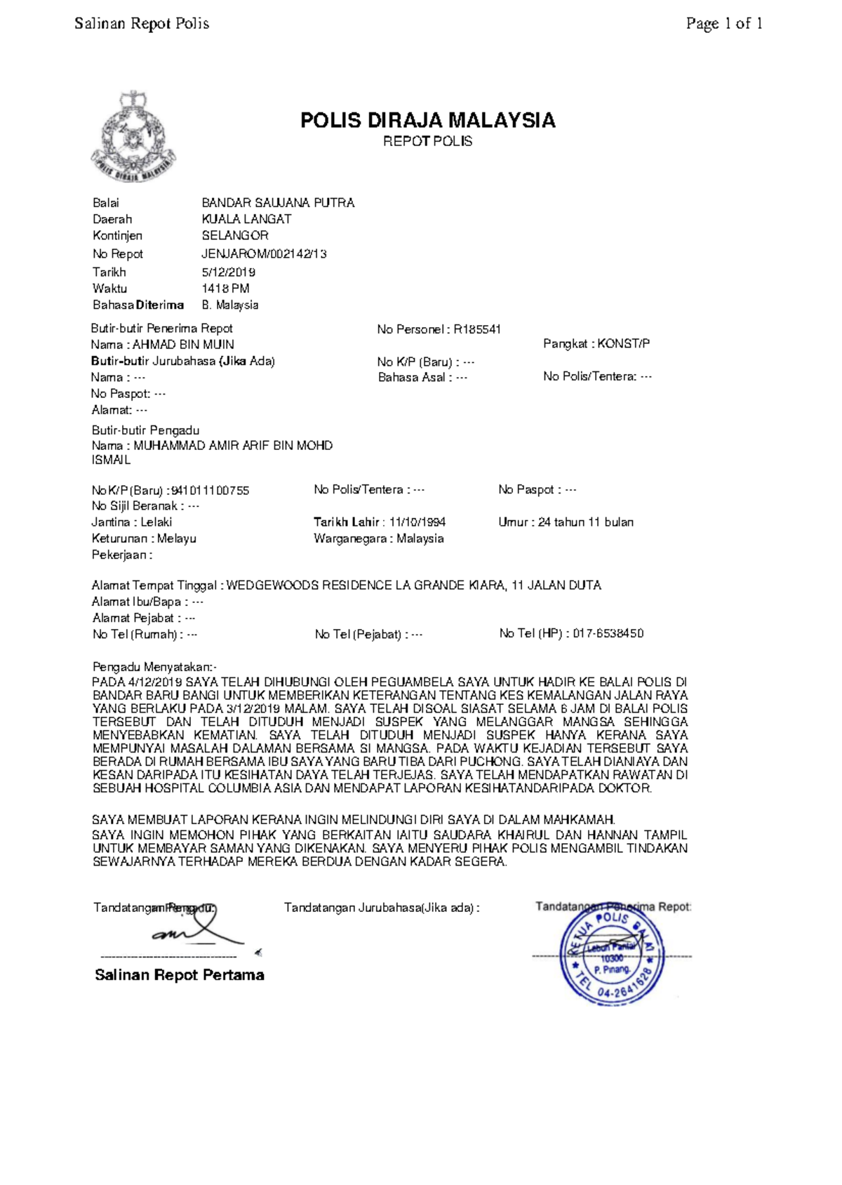 Report-polis compress - Salinan Repot Polis Page 1 of 1 POLIS DIRAJA ...