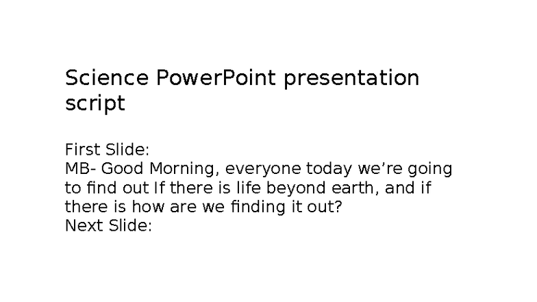 Science Power Point presentation script - Science PowerPoint ...
